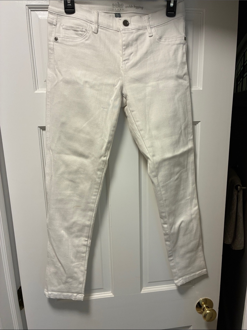 Soho White Mid-Rise Ankle Jeggings - Slim Tapered Fit